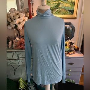 TRENDY Soft Turtleneck XL Light Blue Fitted Stretchy Rayon Spandex NWOT Winter